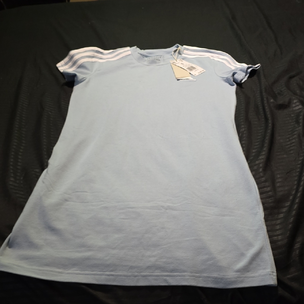 Adidas Sky Blue Tee,dress with White Accents